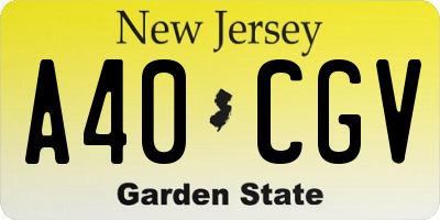 NJ license plate A40CGV