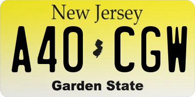 NJ license plate A40CGW