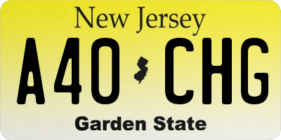 NJ license plate A40CHG