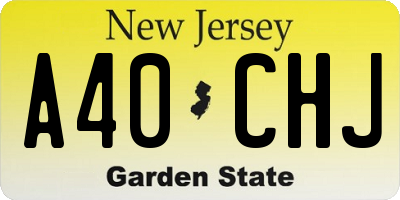 NJ license plate A40CHJ
