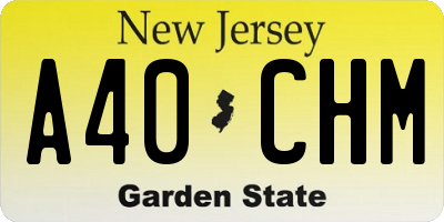 NJ license plate A40CHM