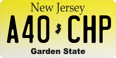 NJ license plate A40CHP