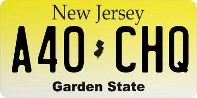 NJ license plate A40CHQ