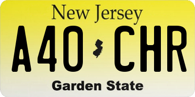 NJ license plate A40CHR