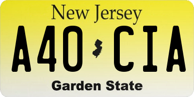 NJ license plate A40CIA