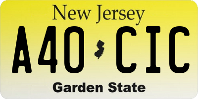 NJ license plate A40CIC