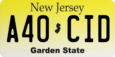 NJ license plate A40CID