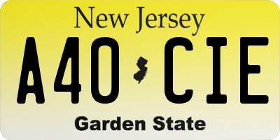 NJ license plate A40CIE