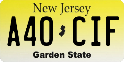NJ license plate A40CIF
