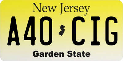 NJ license plate A40CIG
