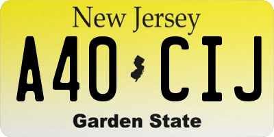 NJ license plate A40CIJ