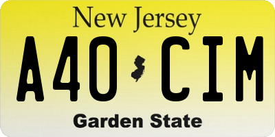 NJ license plate A40CIM
