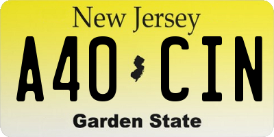 NJ license plate A40CIN