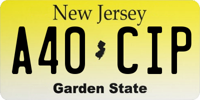 NJ license plate A40CIP