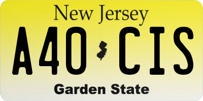 NJ license plate A40CIS