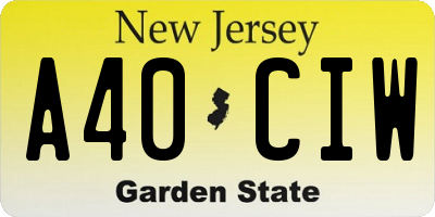 NJ license plate A40CIW