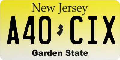 NJ license plate A40CIX