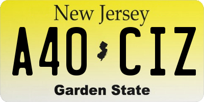 NJ license plate A40CIZ
