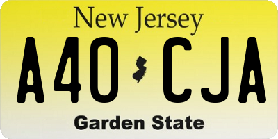 NJ license plate A40CJA