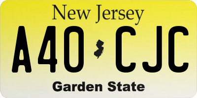 NJ license plate A40CJC