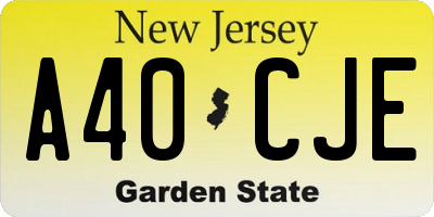 NJ license plate A40CJE