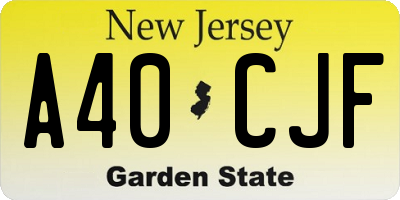 NJ license plate A40CJF