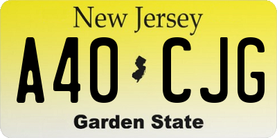 NJ license plate A40CJG
