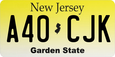 NJ license plate A40CJK