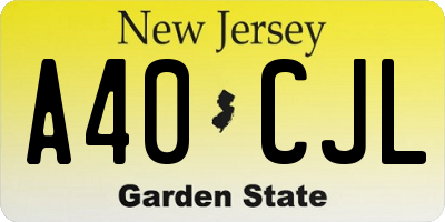 NJ license plate A40CJL