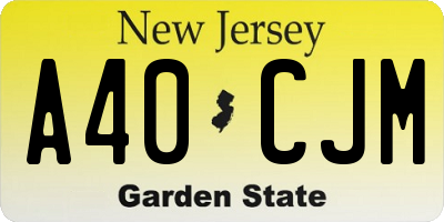 NJ license plate A40CJM