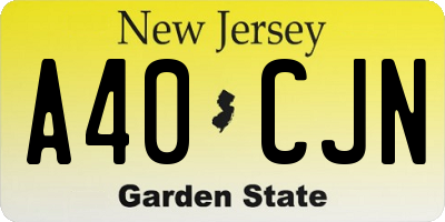 NJ license plate A40CJN