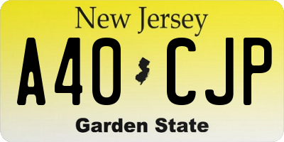 NJ license plate A40CJP