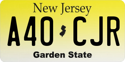 NJ license plate A40CJR
