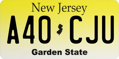 NJ license plate A40CJU