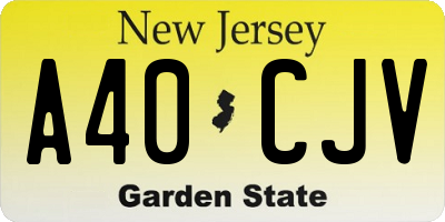 NJ license plate A40CJV
