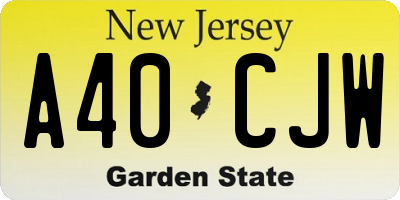 NJ license plate A40CJW