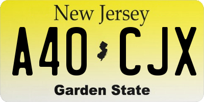 NJ license plate A40CJX