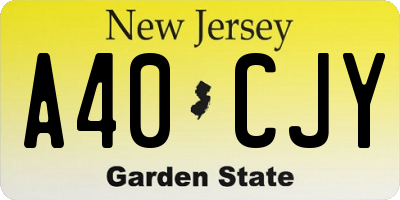 NJ license plate A40CJY