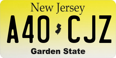 NJ license plate A40CJZ