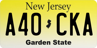 NJ license plate A40CKA