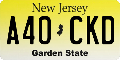NJ license plate A40CKD