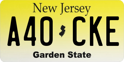 NJ license plate A40CKE