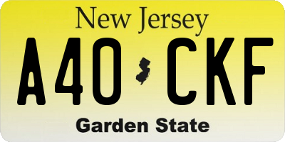 NJ license plate A40CKF