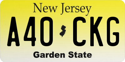 NJ license plate A40CKG