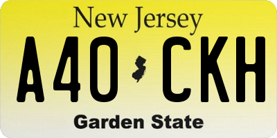 NJ license plate A40CKH