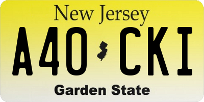 NJ license plate A40CKI