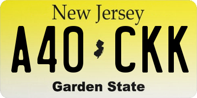 NJ license plate A40CKK