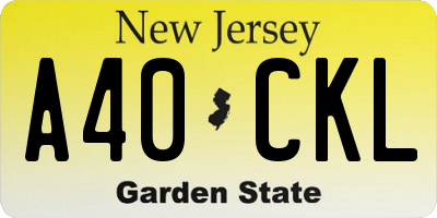 NJ license plate A40CKL
