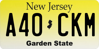 NJ license plate A40CKM