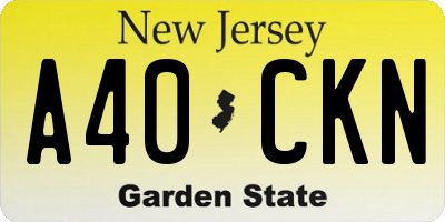 NJ license plate A40CKN